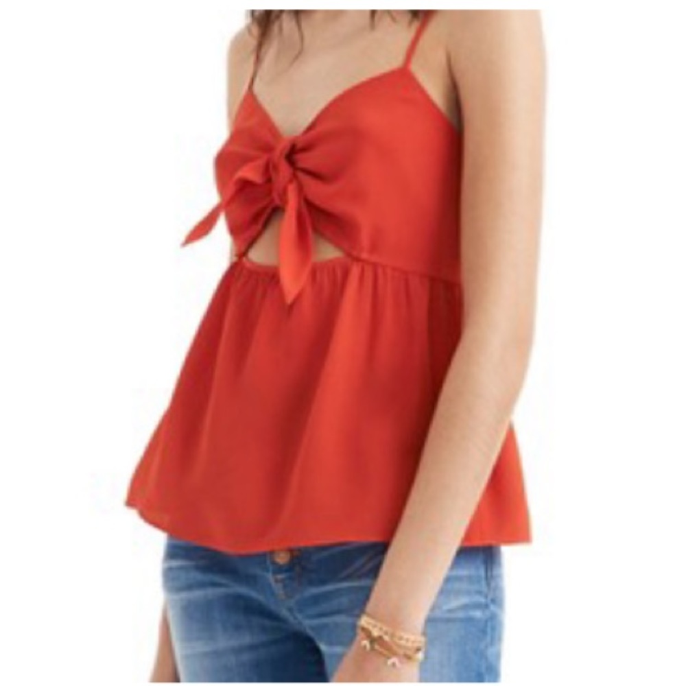 MADEWELL Tie Front Keyhole Silk Camisole